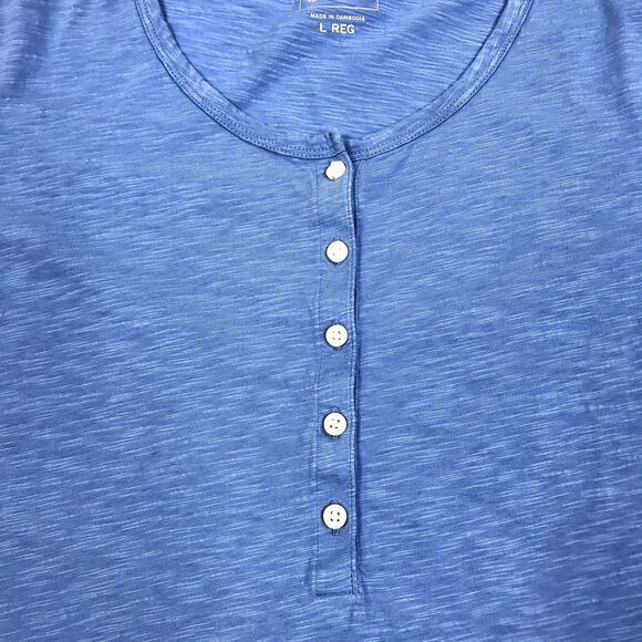 L.L. BEAN Long Sleeve Henley Top Women L Sky Blue Textured Outdoor Cottage Fairy - Picture 3 of 8